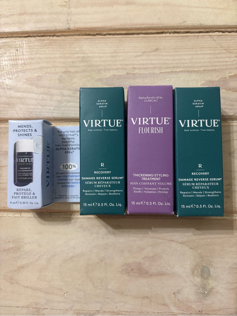 Virtue Damage Reverse Serum and Flourish Thickening Styling bundle (28)